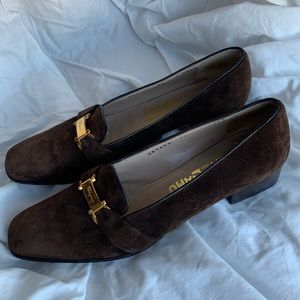 Salvatore Ferragamo Brown Suede Heels